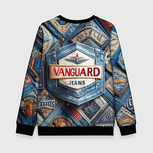 Детский свитшот Vanguard denim patchwork - ai art / 3D-Черный – фото 2
