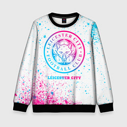 Свитшот детский Leicester City neon gradient style, цвет: 3D-черный