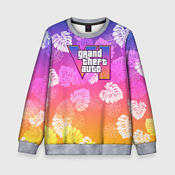 Свитшот детский Grand Theft Auto VI - пальмы, цвет: 3D-меланж