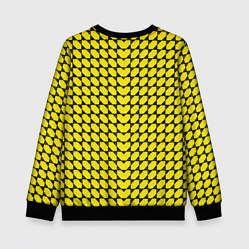 Детский свитшот Жёлтые лепестки шестиугольники / 3D-Черный – фото 2