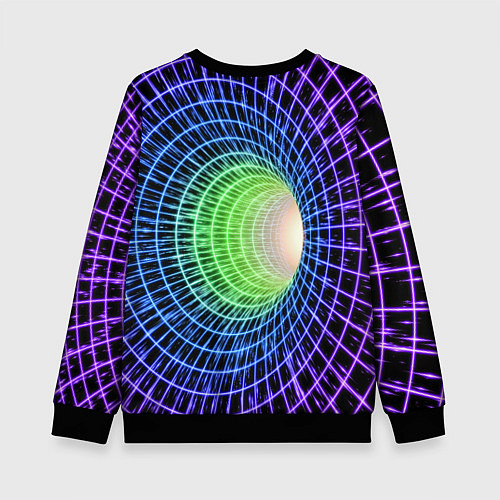 Детский свитшот Червоточина - трехцветная сетка со свечением / 3D-Черный – фото 2