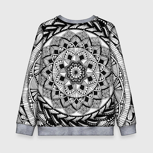 Детский свитшот Мандала зенарт чёрно-белая / 3D-Меланж – фото 2