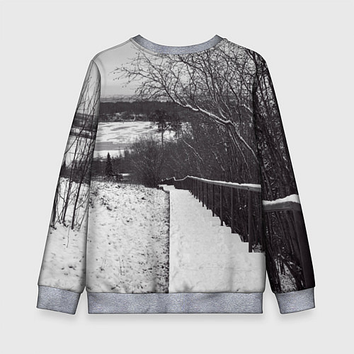 Детский свитшот Заснеженная лестница в парке / 3D-Меланж – фото 2