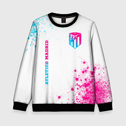 Свитшот детский Atletico Madrid neon gradient style вертикально, цвет: 3D-черный