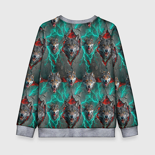 Детский свитшот Паттерн из волков эпично / 3D-Меланж – фото 2