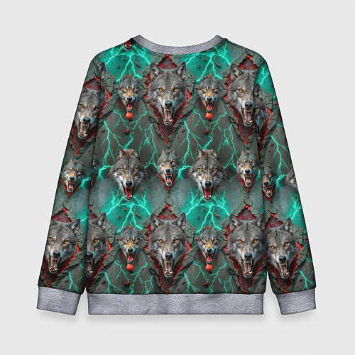 Детский свитшот Эпичный паттерн из волков / 3D-Меланж – фото 2