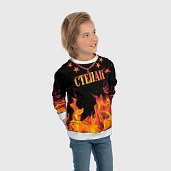 Свитшот детский Степан - имя в огне, цвет: 3D-белый — фото 2