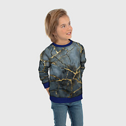 Свитшот детский Золотые линии на серо-голубом фоне, цвет: 3D-синий — фото 2