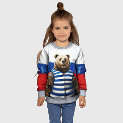 Свитшот детский Медведь и флаг России, цвет: 3D-меланж — фото 2