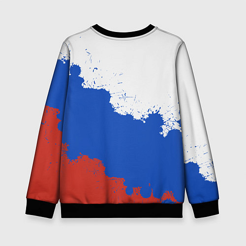 Детский свитшот Российский триколор и герб / 3D-Черный – фото 2