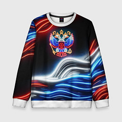 Свитшот детский Неоновые флаг и греб, цвет: 3D-белый