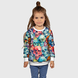Свитшот детский Красочный узор с черепами, цвет: 3D-белый — фото 2