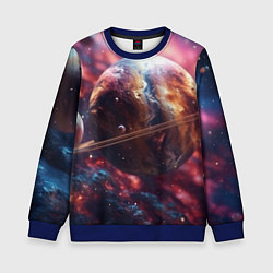 Свитшот детский Объемный космос и планеты, цвет: 3D-синий