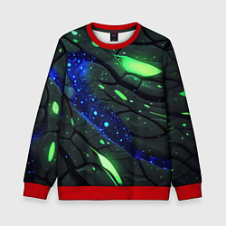 Свитшот детский Разлом плит с зеленым свечением, цвет: 3D-красный