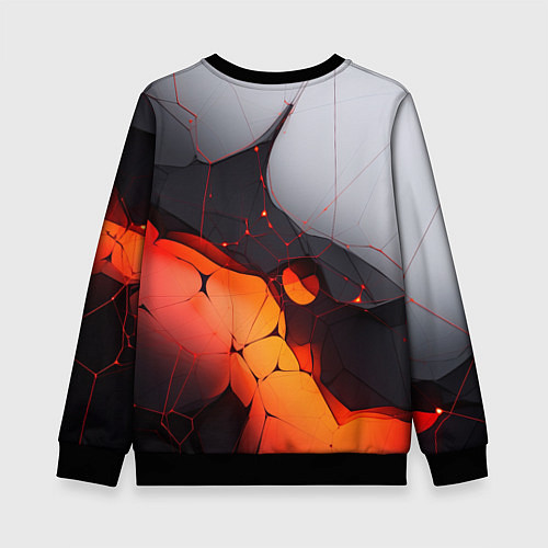 Детский свитшот Объемная плита с красной лавой иллюстрация / 3D-Черный – фото 2