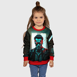 Свитшот детский Киберпанк портрет терминатора, цвет: 3D-красный — фото 2