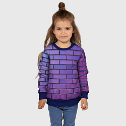 Свитшот детский Кирпичная стена фиолетовый паттерн, цвет: 3D-синий — фото 2