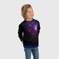 Свитшот детский Космическая объемная абстракция с фиолетовым свече, цвет: 3D-синий — фото 2