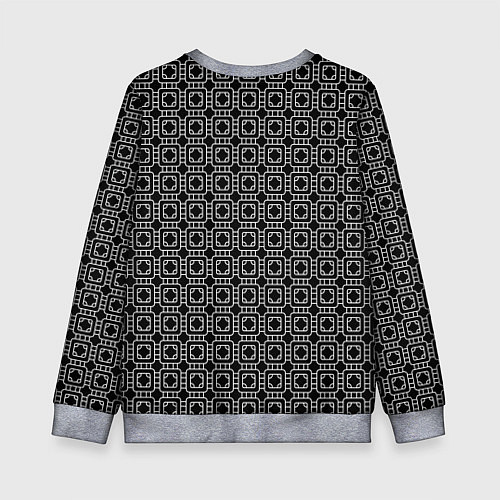 Детский свитшот Белый геометрический узор на черном фоне / 3D-Меланж – фото 2