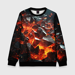 Свитшот детский Взрыв камней в красном неоне, цвет: 3D-черный