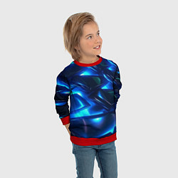 Свитшот детский Синие абстрактные неоновые плиты, цвет: 3D-красный — фото 2