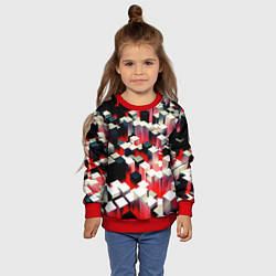 Свитшот детский Черно-белые блоки в красном тумане, цвет: 3D-красный — фото 2