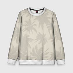 Свитшот детский Бежевые пальмы паттерн, цвет: 3D-белый