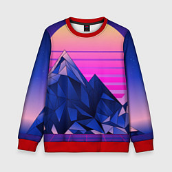 Свитшот детский Vaporwave неоновые горы, цвет: 3D-красный
