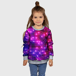 Свитшот детский Неоновый фон печатной платы, цвет: 3D-меланж — фото 2