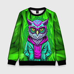 Свитшот детский Сова модница на стиле, цвет: 3D-черный