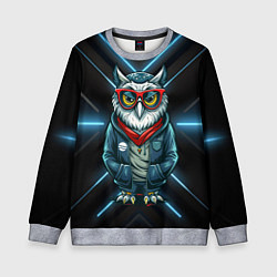 Свитшот детский Сова в стильной одежде модница, цвет: 3D-меланж