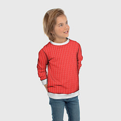 Свитшот детский Красный в белые маленькие полоски, цвет: 3D-белый — фото 2
