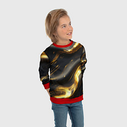 Свитшот детский Черно-золотая волнистая текстура, цвет: 3D-красный — фото 2