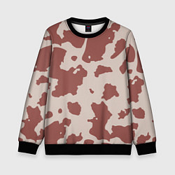 Свитшот детский Коровий паттерн коричневого цвета, цвет: 3D-черный
