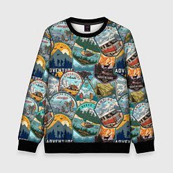 Свитшот детский Adventure stickers, цвет: 3D-черный