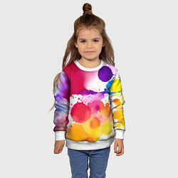 Свитшот детский Яркие абстрактные акварельные кляксы - нейросеть, цвет: 3D-белый — фото 2