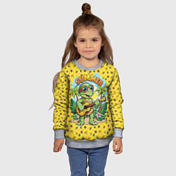 Свитшот детский Черепаха с гитарой на острове, цвет: 3D-меланж — фото 2