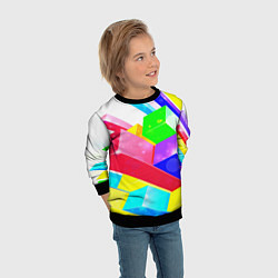 Свитшот детский Цветные столбы, цвет: 3D-черный — фото 2