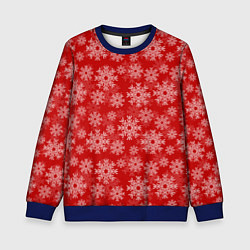 Свитшот детский Снежинки на красном фоне, цвет: 3D-синий