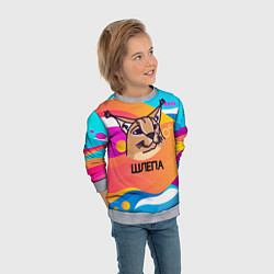 Свитшот детский Нарисованный кот Шлепа pop art, цвет: 3D-меланж — фото 2