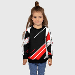 Свитшот детский Бело-красные полосы на чёрном фоне, цвет: 3D-черный — фото 2