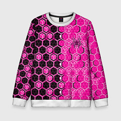Свитшот детский Техно-киберпанк шестиугольники розовый и чёрный с, цвет: 3D-белый