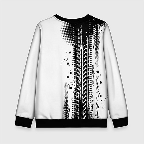 Детский свитшот Фольксваген - следы от шин / 3D-Черный – фото 2