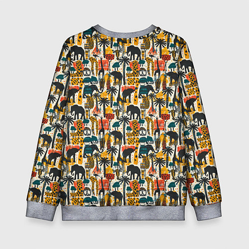 Детский свитшот Африка паттерн пальмы животные / 3D-Меланж – фото 2