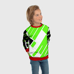 Свитшот детский Зелёные широкие линии на белом фоне, цвет: 3D-красный — фото 2