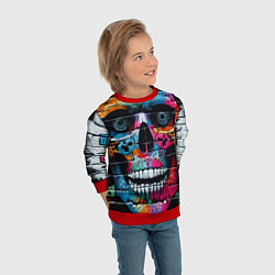 Свитшот детский Crazy color skull - graffiti, цвет: 3D-красный — фото 2