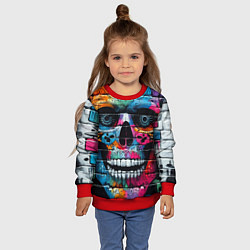 Свитшот детский Crazy color skull - graffiti, цвет: 3D-красный — фото 2