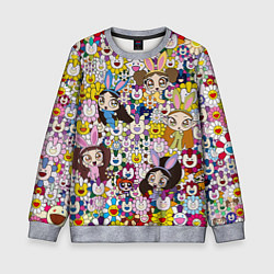Свитшот детский Right now NewJeans and Takashi Murakami, цвет: 3D-меланж