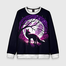 Свитшот детский Лис и лунная ночь, цвет: 3D-белый