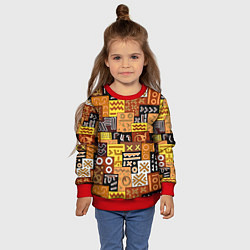 Свитшот детский Африканские этнический коллаж, цвет: 3D-красный — фото 2